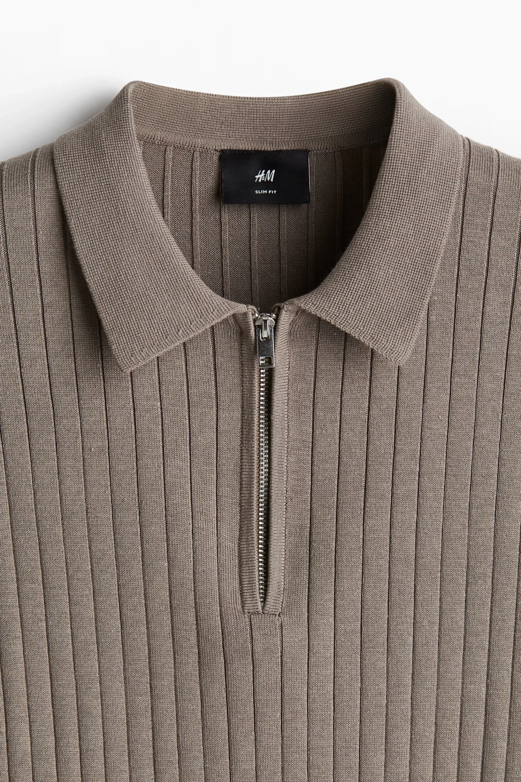 Slim Fit Rib-Knit Polo Shirt - Image 5