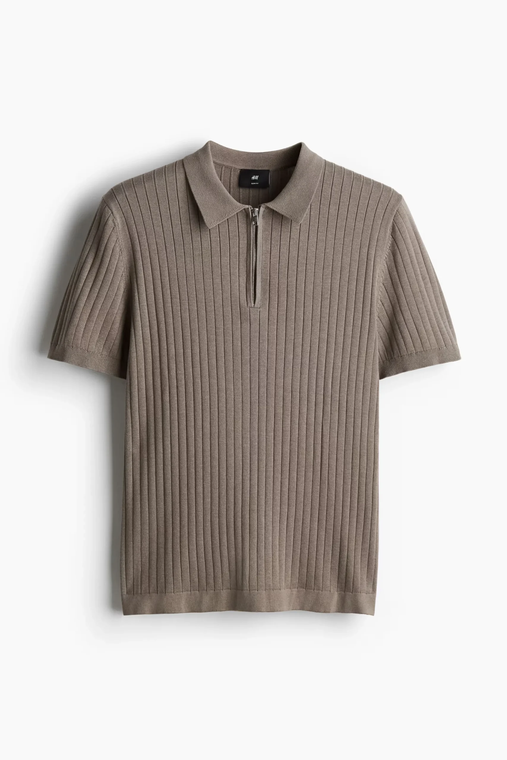 Slim Fit Rib-Knit Polo Shirt - Image 6